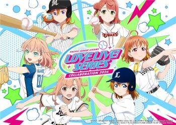 Rule 34 | 6+girls, artist request, baseball bat, baseball cap, baseball glove, baseball uniform, belt, black belt, blue eyes, commentary request, hair bun, hat, hinoshita kaho, ikizulive! love live! bluebird, kosaka honoka, link! like! love live!, long hair, love live!, love live! nijigasaki high school idol club, love live! school idol project, love live! sunshine!!, love live! superstar!!, multiple girls, official alternate costume, official art, open mouth, orange eyes, orange hair, pink hair, red hair, shibuya kanon, shirt, short hair, shorts, smile, sportswear, takahashi polka, takami chika, teeth, uehara ayumu, upper teeth only, white shirt, white shorts