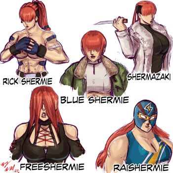 1girl breasts huge_breasts large_breasts long_hair red_hair shermie_(kof) taurence_bell the_king_of_fighters
