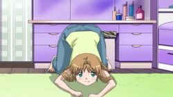 1girl animal_print animated ass ass_shake audible_music b-gata_h-kei blue_eyes cat_girl head_down hip_focus light_brown_hair long_hair sound video yamada_(b-gata_h-kei)