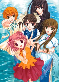 5girls 5pb. akanegasaki_sora black_eyes black_hair blonde_hair brown_eyes brown_hair china_dress chinese_clothes dress ever_17 game_cg hair_ribbon komachi_tsugumi long_hair matsunaga_sara mother_and_daughter multiple_girls pink_hair red_eyes ribbon school_uniform serafuku short_hair tanaka_yubiseiakikana tanaka_yubiseiharukana twintails yagami_coco yellow_eyes you