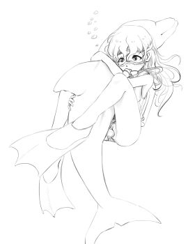 1girl air_bubble animal animal_penis aquaphilia bestiality blush bubble diving diving_mask dolphin goggles highres loli long_hair looking_at_another monochrome ocean outdoors penis pussy scuba sex swim_goggles swimsuit tabarchie underwater vaginal