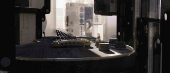 1girl black_shirt black_skirt black_socks blue_eyes bocchi_the_rock! cassette_tape commentary electric_guitar gotoh_hitori guitar highres instrument kessoku_band_t-shirt long_hair mini_person minigirl pink_hair ro_illu shirt sitting skirt socks solo