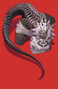 1girl animal_ears breasts dark-skinned_female dark_skin highres large_breasts looking_at_viewer red_background simple_background tagme tail taressaa_(resapn)