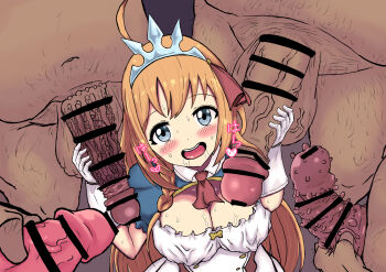 1girl 4boys censored multiple_boys pecorine_(princess_connect!) penis princess_connect! shikkui_kenta