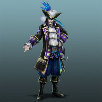 belt boots captain_hook ascot facial_hair feathers guo_huai hat hook mustache pirate pirate_hat shin_sangoku_musou tricorne