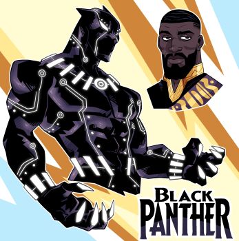 absurdres armor beard black_armor black_bodysuit black_hair black_panther_(marvel) black_panther_(series) bodysuit character_name commentary dark-skinned_male dark_skin english_commentary english_text facial_hair full_beard glowing glowing_eyes highres jewelry marvel mask multicolored_armor power_armor superhero_costume t'challa wolfsvile yellow_light