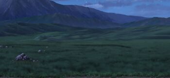 cloud field game_cg grass hill mountain night night_sky no_humans non-web_source official_art outdoors rock scenery sky star_(sky) touhou touhou_gensou_eclipse