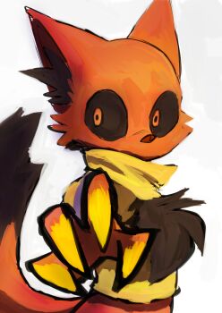 1girl bad_id bad_twitter_id black_fur chest_fur fox_girl furry furry_female simple_background solo sweater tail upper_body white_background yellow_sweater