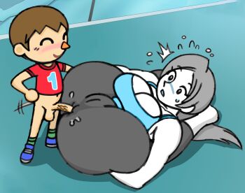 1boy 1girl ^^^ ^_^ absurdres age_difference anal animal_crossing anus ass bad_tag bare_arms bike_shorts blush bottomless bra breasts brown_hair cam_(artist) cameltoe capri_pants cleavage closed_eyes colored_skin colorization crop_top cum cum_in_ass cum_on_body facial facial_hair female flying flying_sweatdrops folded grey_hair hetero highres huge_ass huge_breasts interspecies large_breasts leg_lock long_hair looking_down lying male nakadashi navel nintendo on_back onee-shota pants penetration_through_clothes penis pony ponytail pretzel_position pubic_hair sex shirt shorts shota size_difference sleeveless small_penis smile spandex sports_bra sportswear standing straight_shota super_smash_bros. surprised tail tank_top testicle_hair testicles thick_thighs thighs third-party_edit underwear vaginal veins veiny_penis villager_(animal_crossing) white_skin wii_fit wii_fit_trainer wii_fit_trainer_(female) yoga yoga_pants