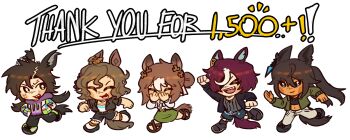 >_< 5girls ^_^ absurdres air_shakur_(casual)_(umamusume) air_shakur_(umamusume) animal_ears arm_up ascot belt belt_buckle black_belt black_boots black_hair black_jacket black_pants black_shoes black_shorts blue_eyes boots bracelet brown_hair brown_sandals buckle casual chain chain_belt chain_earrings checkered_clothes checkered_jacket chibi clenched_hand closed_eyes clover_hair_ornament collared_jacket commentary covering_own_mouth dark-skinned_female dark_skin denim denim_shorts ear_ornament ear_piercing english_commentary english_text eyepatch face_piercing fine_motion_(casual)_(umamusume) fine_motion_(umamusume) forehead_piercing fur-trimmed_shorts fur_trim furrowed_brow gold_bracelet gold_buckle gold_buttons gold_chain green_jacket green_shoes green_skirt grey_pants grey_shirt hair_between_eyes hair_bun hair_ornament hair_over_one_eye hair_ribbon happy high_heels highres hood hood_down hoodie horse_ears horse_girl jacket jeans jewelry knebuchi lapels leg_up long_hair long_sleeves loose_hair_strand lower_teeth_only medium_hair medium_skirt midriff milestone_celebration multicolored_hair multicolored_jacket multicolored_shoes multiple_girls multiple_piercings navel nervous_smile notched_lapels o-ring open_clothes open_jacket open_mouth pants piercing ponytail puffy_long_sleeves puffy_sleeves pumps purple_hoodie ribbon running sandals sharp_teeth shirt shoes short_sleeves shorts simple_background single_hair_bun skirt smile sneakers socks streaked_hair striped_clothes striped_shirt symboli_kris_s_(casual)_(umamusume) symboli_kris_s_(umamusume) tanino_gimlet_(casual)_(umamusume) tanino_gimlet_(umamusume) tap_dance_city_(casual)_(umamusume) tap_dance_city_(umamusume) teeth two-tone_shoes umamusume upper_teeth_only vertical-striped_clothes vertical-striped_shirt very_long_hair wavy_hair white_ascot white_background white_ribbon white_shirt white_socks yellow_eyes