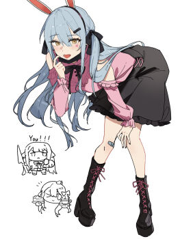 Rule 34 | 1girl, animal ear hairband, animal ears, bandaid, bandaid on knee, bandaid on leg, bang dream!, bang dream! it's mygo!!!!!, black boots, black mask, black skirt, blue hair, boots, chinese commentary, clothing cutout, commentary request, earrings, facial mark, fake animal ears, hair ornament, hairband, hairclip, haizou bingsan, heart, heart facial mark, highres, jewelry, jirai kei, long hair, looking at viewer, mask, mask pull, mouth mask, open mouth, pink shirt, platform boots, shirt, shoulder cutout, sidelocks, simple background, skirt, solo, togawa sakiko, tongue, tongue out, two side up, white background