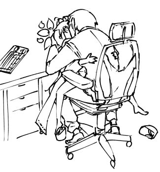 1boy 1girl blue_archive blush breasts clothed_sex desk grabbing_another's_breast groping halo height_difference hetero hitotose_rin huge_breasts kaede_(blue_archive) kiss motion_lines nontraditional_miko office_chair okobo omake platform_sandals sandals sensei_(blue_archive) sex sitting sketch spread_legs swivel_chair wide_sleeves