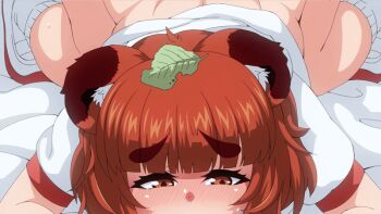 1boy 1girl 2025 20s animal_ears animated animated_gif ass belly breasts censored plump clothed_sex clothes_lift condom doggystyle groping_breast gym_uniform huge_ass kemonokko_tsuushin kemonokko_tsuushin_~pokora~ large_breasts leaf leaf_on_head pokora_(kemonokko_tsuushin) raccoon_ears raccoon_girl sex sex_from_behind shirt shirt_lift short_hair sweat tagme tanuki thick_arms thick_eyebrows thick_thighs thighs white_shirt