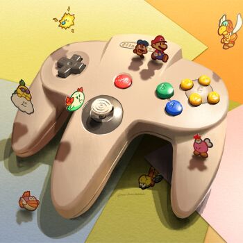 Rule 34 | artist name, blue hat, bombette, bow (paper mario), facial hair, ghost, goombario, hat, highres, kooper, lakilester, maribou (supermaribou), mario, mario (series), mustache, nintendo, nintendo 64 controller, pacifier, paper mario, paper mario (character), paper mario 64, parakarry, puckered lips, red hat, shadow, sushie, watt (paper mario)