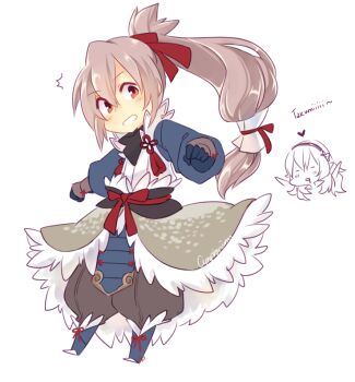 Rule 34 | 1boy, 1girl, commentary, cynphonium, english commentary, female corrin (fire emblem), fire emblem, fire emblem fates, gloves, grey hair, hair ribbon, japanese clothes, long hair, looking at viewer, male focus, nintendo, orange eyes, ponytail, red ribbon, ribbon, solo focus, takumi (fire emblem)