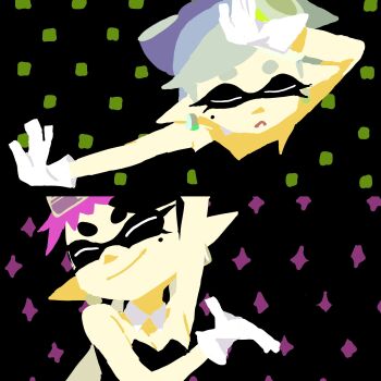 Rule 34 | 2girls, callie (splatoon), callie (squid sisters outfit) (splatoon), closed eyes, cousins, easy breezy, eizouken ni wa te wo dasu na!, fang, highres, inkling, marie (splatoon), marie (squid sisters outfit) (splatoon), mole, mole under eye, multiple girls, nintendo, object on head, pointy ears, smile, splatoon (series), splatoon 1, tentacle hair, zendoundo