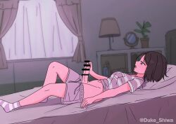 1futa animated bar_censor bed breasts brown_eyes brown_hair censored clipping closed_eyes clothes_pull cum cum_on_body cum_on_hair cum_on_hands cum_on_legs cum_on_lower_body cum_on_upper_body ejaculation erection facial futanari glass large_penis looking_at_penis masturbation medium_breasts medium_hair moaning navel on_bed open_mouth orgasm original penis shiwa_kou shorts shorts_pull socks solo sound steam striped_clothes striped_socks tagme tongue two-tone_socks video wet window
