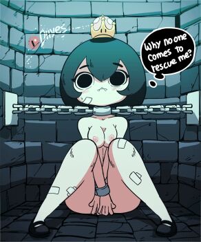 1girl animated bandages bdsm blush bondage bound breasts chain_chomp chompette crown diives embarrassed female_focus looking_at_viewer mario_(series) new_super_mario_bros._u_deluxe nintendo nipples nude patreon pussy restrained solo speech_bubble spread_legs watermark