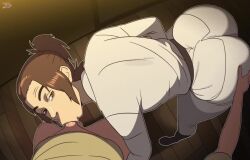 1boy 1girl aged_up animated ass bent_over bottomless brown_eyes brown_hair d-art deepthroat erection fellatio gabi_braun grabbing_another's_ass groping highres huge_ass loli military military_uniform oral penis ponytail shingeki_no_kyojin short_hair sidelocks sound tagme third-party_edit veins veiny_penis video