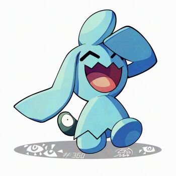 blue_skin closed_eyes colored_skin commentary english_commentary gen_3_pokemon mistray-art nintendo no_humans numbered open_mouth pokemon pokemon_(creature) signature simple_background solo white_background wynaut