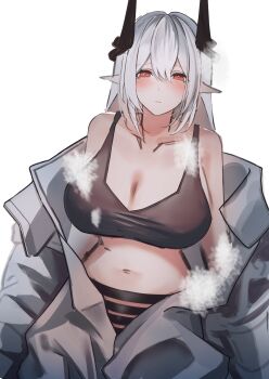 1girl arknights breasts large_breasts looking_at_viewer mo_komo_momo mudrock_(arknights) solo