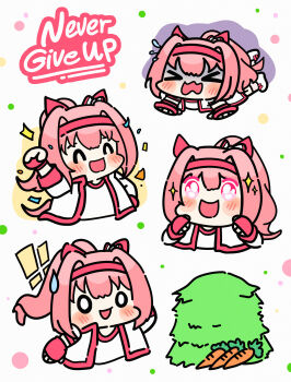 absurdres animal_ears blush bow chibi crying ear_bow ear_covers gym_uniform hair_between_eyes haru_urara_(bestest_prize)_(umamusume) haru_urara_(umamusume) highres horse_ears horse_girl horse_tail long_hair open_mouth ryegrass_for_haru_urara shirt smile tacidud tail umamusume