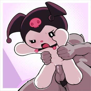 1boy 1girl absurdres blush commentary english_commentary furry furry_with_furry gato_del_futuro hetero highres kuromi loli open_mouth penis sanrio sex size_difference tail uncensored vaginal