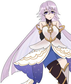 1girl artist_request artistic_error bare_shoulders blue_skirt breasts empty_eyes grimms_notes highres long_hair looking_at_viewer magic_mirror_(grimms_notes) purple_hair simple_background skirt solo source_request very_long_hair white_background