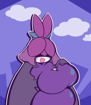 Rule 34 | 2girls, animated, animated gif, between breasts, black gloves, blush stickers, breasts, china dress, chinese clothes, cloud, dress, fat, gloves, huge breasts, long hair, mini person, minigirl, multiple girls, nippaku zanmu, open mouth, puffy short sleeves, puffy sleeves, purple dress, purple hair, short sleeves, smile, touhou, woah maaan, yomotsu hisami