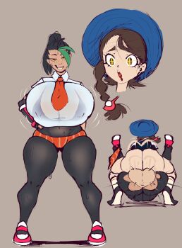 1futa 1girl absurdres alternate_breast_size ass_shake black_hair blush braid breasts brown_eyes censored completely_nude dark-skinned_female dark_skin female_pubic_hair futa_with_female futanari highres huge_breasts juliana_(pokemon) large_testicles missionary mosaic_censoring motion_lines multicolored_hair naughty_face nemona_(pokemon) nintendo nipples nude pantyhose plump pokemon pokemon_sv ponytail pubic_hair pussy seductive_smile sequential sex single_braid smile spread_legs streaked_hair sweat testicles torn_clothes torn_pantyhose vaginal wolflance