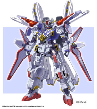 border commentary_request green_eyes gundam gundam_thunderbolt highres mecha mecha_focus mobile_suit no_humans outside_border robot science_fiction solo thunderbolt_gundam v-fin watermark web_address white_border yanagi_joe