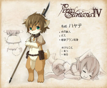 Rule 34 | 1boy, animal hands, belt, blush, chest tuft, collar, feet, furry, furry male, kagerofu, knife, looking at viewer, lying, male focus, pixiv fantasia, pixiv fantasia 4, polearm, pouch, shawl, solo, spear, staff, tail, toes, weapon