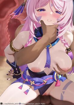 1boy 1girl absurdres animated arm_support black_leotard black_nails blue_eyes blunt_tresses blush braid breasts breath censored citlali_(genshin_impact) clothed_sex clothing_aside commentary_request cross-section dark-skinned_male dark_skin facial_mark forehead_mark genshin_impact girl_on_top grabbing_another&#039;s_breast grabbing_another&#039;s_chin grabbing_from_behind gradient_hair groping hand_on_another&#039;s_chin hetero highres large_breasts leotard leotard_aside live2d long_hair looking_at_viewer low_twin_braids mako_(makoda) moaning mosaic_censoring multicolored_hair nail_polish nipples paid_reward_available penis pink_hair pink_pupils purple_hair pussy reverse_cowgirl_position rolling_eyes sex solo_focus sound spread_legs straddling tagme triangle triangle_facial_mark twin_braids vaginal video