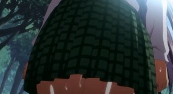 1boy 1girl animated animated_gif black_hair black_panties chizuru-chan_kaihatsu_nikki clothes_lift clothing_cutout crotch_cutout crotchless crotchless_panties dutch_angle forest green_skirt heart_cutout lifting_another&#039;s_clothes long_hair mucha_(muchakai) nature outdoors panties pussy pussy_juice school_uniform shiina_chizuru shiny_skin shirt skirt skirt_lift sweat teacher_and_student thighs tree tree_shade underwear white_shirt