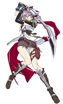 1girl atsynd boots brown_boots cape final_fantasy final_fantasy_xiii green_eyes hand_up highres jacket lightning_farron long_hair pink_hair red_cape white_jacket