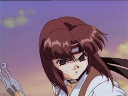 1990s_(style) 3girls absurdly_long_hair animated audible_speech bare_legs black_hair bob_cut brown_eyes brown_hair corruption curvy female_focus fighting gloves headband humiliation japanese_audio kimura_takahiro kubota_jun kunai kusunoki_manami long_hair looking_at_another masuda_chiho mind_control moaning multiple_girls ninja paw_gloves pink_hair retro_artstyle running short_hair simple_background sound tagme teamwork toned toned_female variable_geo very_long_hair video violence waitress weapon wide_hips