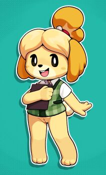 Rule 34 | 1girl, absurdres, animal crossing, black eyes, bottomless, gato del futuro, highres, isabelle (animal crossing), nintendo, pussy