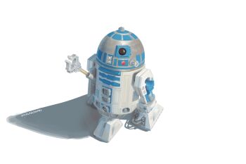 artist_name astromech_droid black_eyes cable droid highres no_humans non-humanoid_robot one-eyed r2-d2 robot science_fiction shadow star_wars usb_(user_dwtg3822) white_background