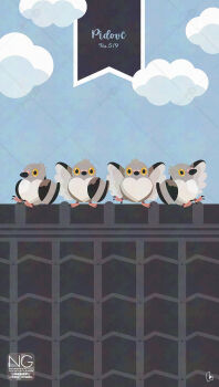 animal_focus beak bird cloud commentary gen_5_pokemon highres looking_at_viewer meme_(sleepsheep) nintendo no_humans pidove pigeon pokemon pokemon_(creature) pokemon_focus symbol-only_commentary wings