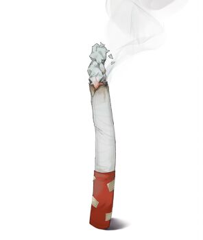 cigarette fujiwara_no_mokou highres no_humans objectification onionmay simple_background smoke touhou white_background