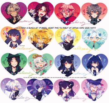 Rule 34 | 6+boys, 6+girls, :3, :d, ahoge, artist name, asymmetrical horns, bare shoulders, black bow, black gloves, black hair, black hat, black shirt, blonde hair, blood, blood on face, bloody knife, blue bow, blue eyes, blue hair, blue shirt, blush, bow, bowtie, brown hair, cecilia immergreen, cecilia immergreen (new year), celexcity, claude clawmark, closed eyes, collared shirt, commentary, cracked skin, crimzon ruze, dark-skinned male, dark skin, dokibird, dokibird (bounty hunter), doll joints, double bun, earrings, english commentary, english text, eyes visible through hair, facing viewer, fang, finger heart, fingerless gloves, flower, gavis bettel, gavis bettel (1st costume), glasses, gloves, gradient hair, green eyes, green flower, green hair, green kimono, green shirt, grey hair, grin, hair between eyes, hair bow, hair bun, hair flower, hair intakes, hair ornament, hair over shoulder, hand on own cheek, hand on own face, hand up, hands on own cheeks, hands on own face, hands up, hat, head tilt, heart, heart-shaped pupils, heart hair ornament, highres, holding, holding knife, holding own hair, holding weapon, hololive, hololive english, holostars, holostars english, horns, hoshirube sho, hoshirube sho (1st costume), indie virtual youtuber, japanese clothes, jewelry, joints, jurard t rexford, kaelix debonair, kimono, knife, kuga leo, lace, lace-trimmed kimono, lace trim, long hair, long sleeves, looking at viewer, looking to the side, maid, maid headdress, medium hair, mikure narin, mint fantome, mole, mole under mouth, multicolored eyes, multicolored hair, multiple boys, multiple girls, neckerchief, necklace, neo-porte, nerissa ravencroft, nerissa ravencroft (1st costume), nijisanji, nijisanji en, open mouth, ouro kronii, ouro kronii (maid), petra gurin, petra gurin (1st costume), pink blood, pink hair, pointy ears, ponytail, portrait, purple-tinted eyewear, purple bow, purple eyes, purple hair, purple hat, purple shirt, red bow, red eyes, red hair, round eyewear, scar, scar on face, scar on mouth, scarf, semi-rimless eyewear, seraph dazzlegarden, seraph dazzlegarden (1st costume), sharp teeth, shirt, short hair, sidelocks, sideways glance, signature, simple background, skin fang, smile, streaked hair, striped clothes, striped shirt, swept bangs, symbol-shaped pupils, teeth, tentacles, tinted eyewear, top hat, trilby, turtleneck, two-tone eyes, two-tone hair, two side up, under-rim eyewear, virtual youtuber, vspo!, vspo! en, watermark, weapon, white hair, white scarf, winding key, wing collar, x hair ornament, yellow neckerchief, zeal ginjoka