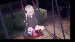 1boy 2girls 3d 9hj6u ? animated asymmetrical_legwear bush clothing_aside demon_horns dildo dildo_riding emma_august horns legs_together loli long_hair mask masturbation mouth_mask multiple_girls nijisanji outdoors park playground pointy_ears public_indecency sex_toy single_thighhigh sitting spoken_question_mark squatting stealth_masturbation striped_clothes striped_thighhighs swimsuit swimsuit_aside swimsuit_under_clothes swing thighhighs very_long_hair video virtual_youtuber