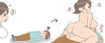 1boy 1girl absurdres enigi09 highres nipples nude original penis smile white_background