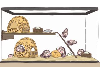 Rule 34 | 6+girls, all fours, black shirt, black veil, blonde hair, closed eyes, commentary request, highres, intoushi, meme, multiple girls, open mouth, pumpkin, shirt, speaki (trickcal), speakiposting (meme), tearing up, tears, trickcal, veil