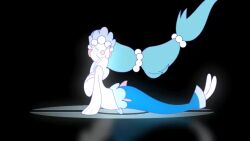 animated balancing black_background brionne bubble commentary english_commentary evolution evolutionary_line fins gen_7_pokemon kressent_rhodes long_hair nintendo no_humans poke_ball_symbol pokemon pokemon_(creature) popplio primarina simple_background smile solo tagme transformation very_long_hair video
