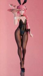 1boy 3d alcohol animal_ears animated astolfo_(fate) bow bowtie braid braided_ponytail bulge closed_mouth cocktail_glass cup detached_collar drinking_glass fake_animal_ears fake_tail fate/grand_order fate_(series) from_below hair_bow hair_over_shoulder high_heels highres long_hair looking_at_viewer looking_down male_playboy_bunny martini olive one_eye_closed pantyhose pink_hair playboy_bunny pumps purple_eyes rabbit_ears rabbit_tail shiny_skin smile solo tagme tail trap tray video wink wrist_cuffs yaja3d