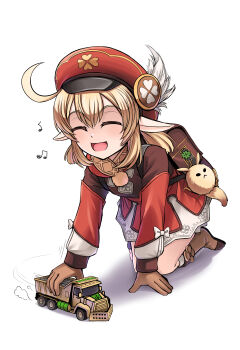 bomb_truck command_&amp;_conquer command_&amp;_conquer:_generals commentary english_commentary genshin_impact happy highres klee_(genshin_impact) playing senpaihawkkun smile toy toy_truck