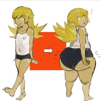 ass blonde_hair huge_ass loli monogatari_(series) oshino_shinobu shortstack thick_thighs thighs