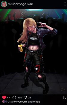 absurdres blonde_hair cum_metal highres instagram_username jessie_(veyonis) mordojog punk rave tagme