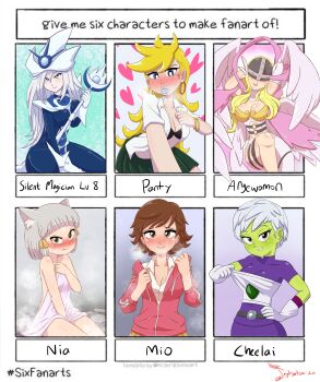 6+girls absurdres angel angel_girl angewomon belt cheelai digimon dragon_ball highres long_hair mask mio_(xenoblade) multiple_girls nia_(blade)_(xenoblade) nia_(xenoblade) panty_&amp;_stocking_with_garterbelt panty_(psg) silent_magician silent_magician_lv8 wings xenoblade_chronicles_(series) xenoblade_chronicles_1 yu-gi-oh!